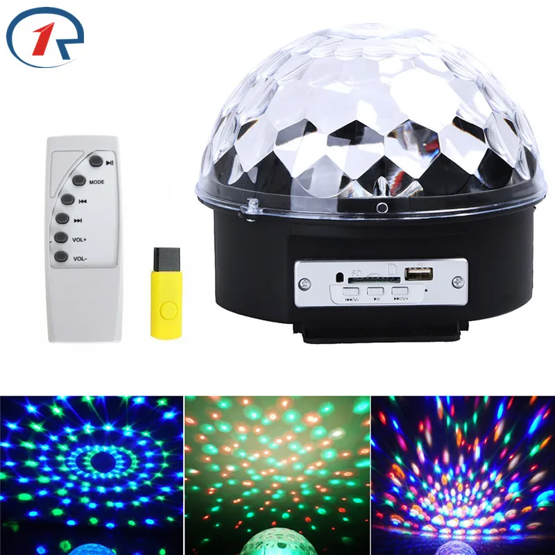 ZjRight хрустальный магический шар RGB 6 Вт * 3 LED USB музыка дистанционное управление