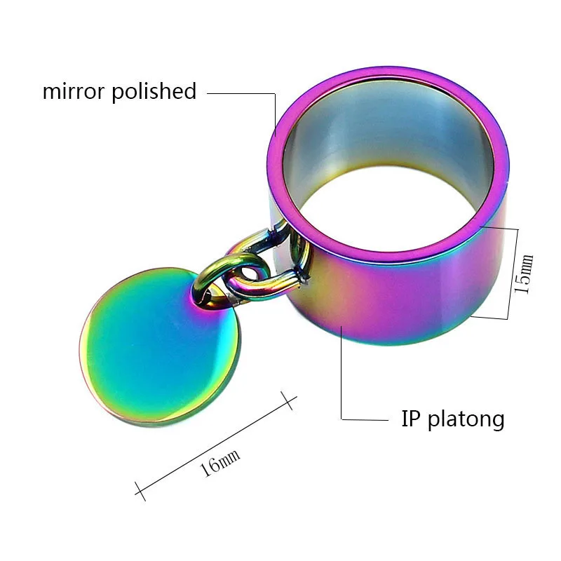 rainbow rings Роскошные кольца Femme с гравировкой круглые бирки очаровательные модные ювелирные изделия 5 цветов 15 мм широкий нержавеющая сталь настраиваемый логотип/имя кольцо - Цвет основного камня: rainbow rings