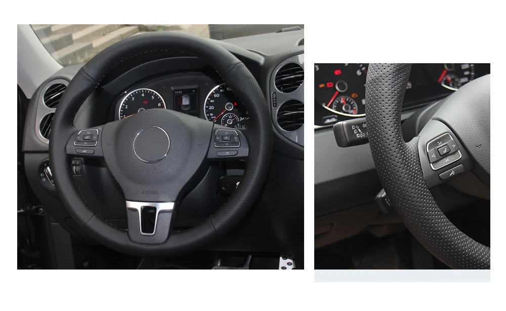Ручное шитье черный PU искусственная кожа Чехлы на руль для Volkswagen VW Gol Tiguan Passat B7 Passat CC Touran Jetta MK6