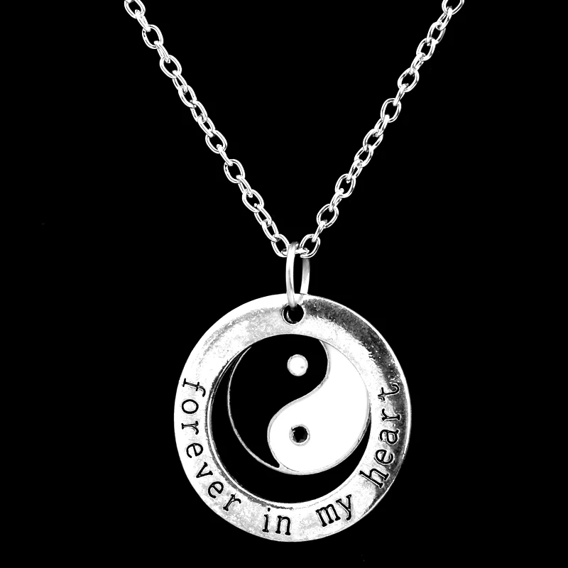 Tai Chi Yin Yang Star Tree Peace Pendant Chain Necklace Forever In My Heart Charm Women Men Jewelry Family Friend Necklaces Gift | Украшения