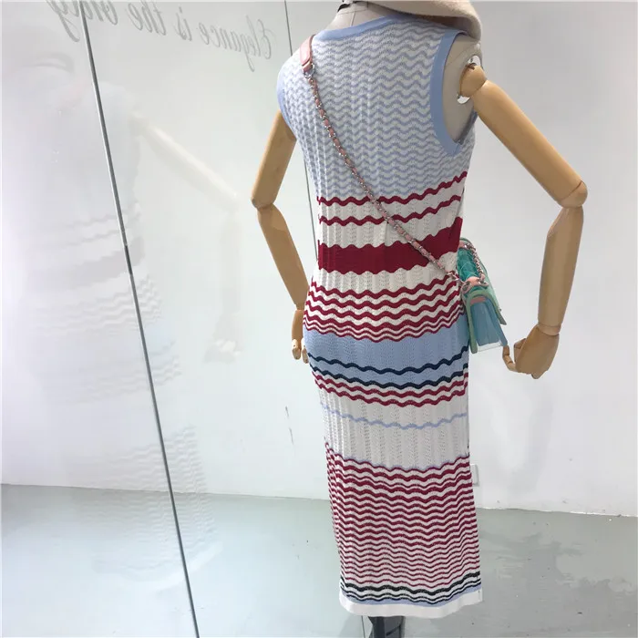 Летние винтажные модные женские трикотажные рукавов тонкие волнистые полосы