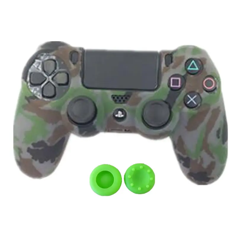 Grey green Многоцветный Стильный силиконовый защитный чехол для джойстика чехол+ 2 джойстика крышка для PS 4 PS4 Slim PRO Аксессуары для контроллера - Цвет: Grey green