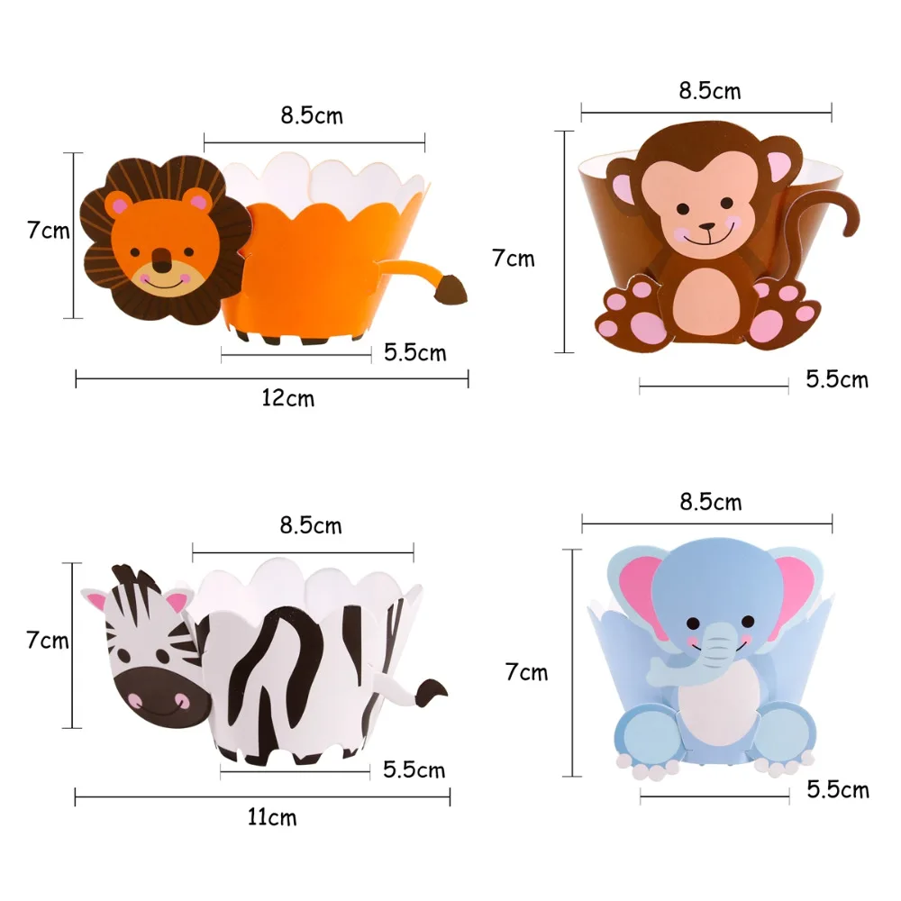 

FENGRISE Dinosaur Cupcake Wrappers Toppers Jungle Party Birthday Party Decor Kids Animal Cake Decorating Supplies Cake Topper