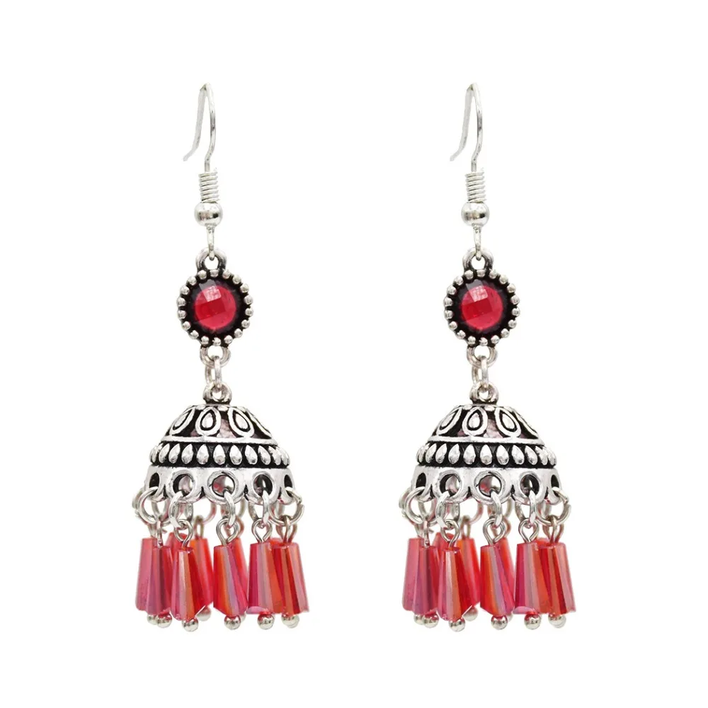 Индийские Jhumka стразы серьги для женщин богемные бисерные сережки oorbellen египетские цыганские турецкие вечерние ювелирные изделия
