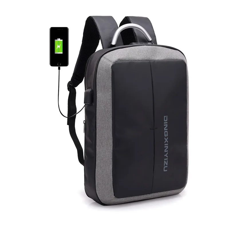 Школьные сумки с USB зарядкой для мужчин-подростков, рюкзак с защитой от кражи, водонепроницаемый, Оксфорд, черный, большой школьный ранец, мужской подростковый рюкзак - Цвет: Серый