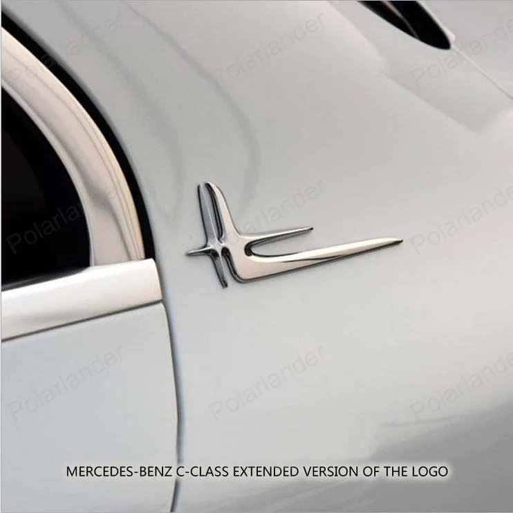1 Pair Car fender Emblems decal for B/enz C class C180L C260L C200L C320 decorative 3D Refitting Chrome stickers |