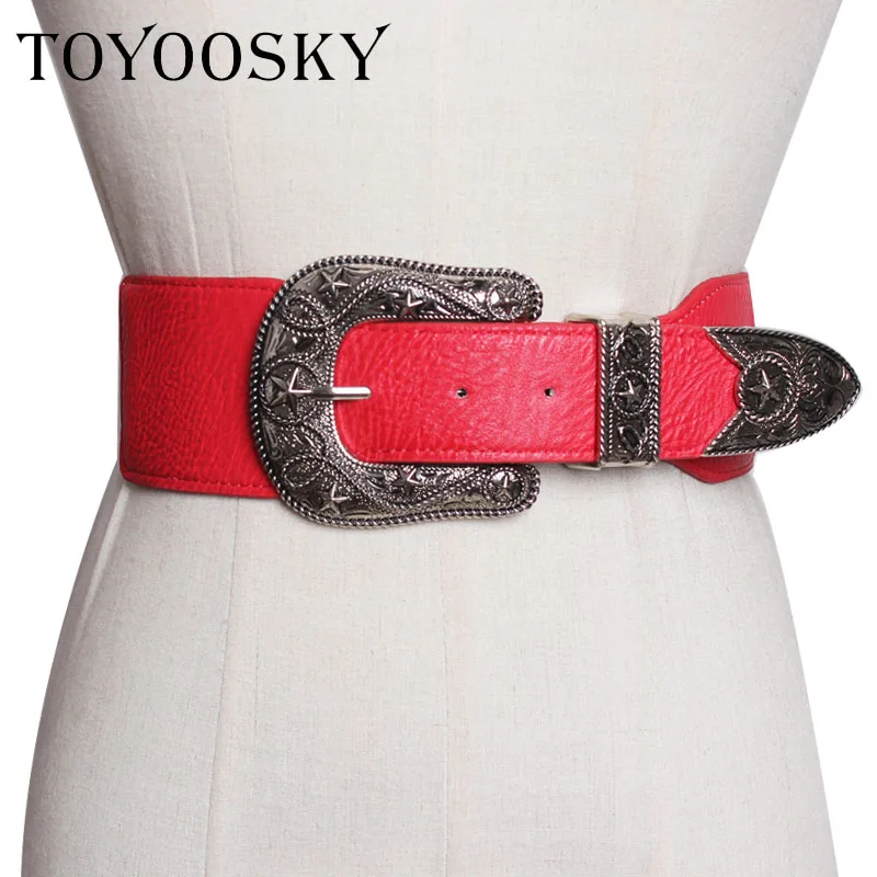 TOYOOSKY популярный классический женский широкий ремень из искусственной кожи ковбойский пояс Модный повседневный сплав Пряжка высокое качество ремни для дам