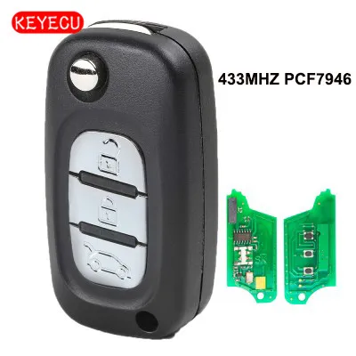 Дистанционный ключ брелок KEYECU с 3 кнопками 433 МГц PCF7946 чип для Renault Kangoo Clio Modus Trafic