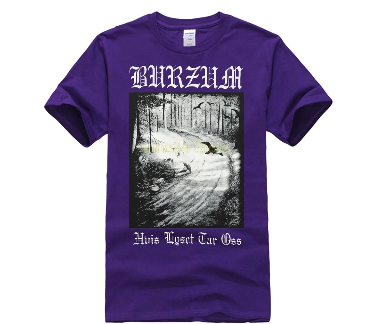 O-neck Hipster Tshirts Burzum Hvis Lyset Tar Otshirt Black Short Sleeve Men's T-shirt ( Bem166 ) Casual Cotton | Мужская одежда