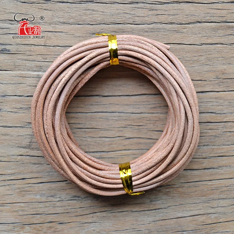 10 метров натуральный шнур из натуральной кожи 2 мм круглая веревка для DIY Ожерелье Браслет Ювелирный шнур черный, белый, коричневый, синий