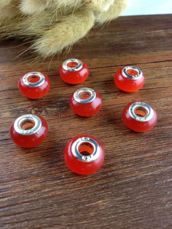 

Hot Items!!! 500pcs/lot Red Opal Cat Eye Charms Big Hole Bead Fit Bracelets Beads Dia.:14mm Hole Dia.:5mm