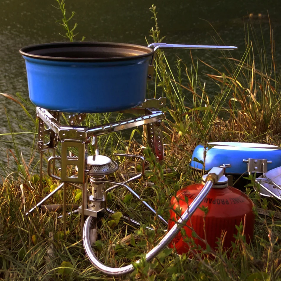 7 режимов Кемпинг Газовая плита Штатив Открытый портативный складной стенд из