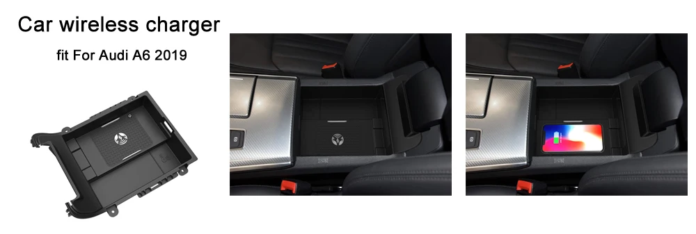 Автомобильное беспроводное зарядное устройство для смартфона Audi A6 2019 iPhone Max Huawei