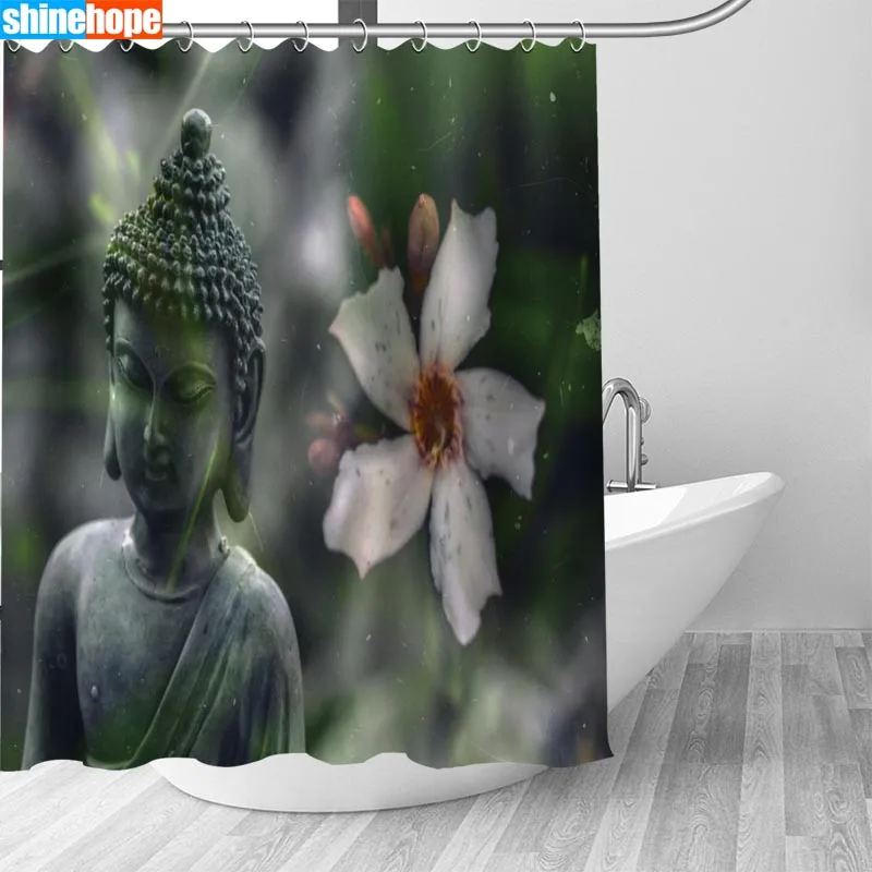 Shower Curtain 20 Индивидуальные Будда занавески для душа Водонепроницаемый полиэстер ткань 6 размеров высокое качество ванная комната занавески s - Цвет: Shower Curtain 20