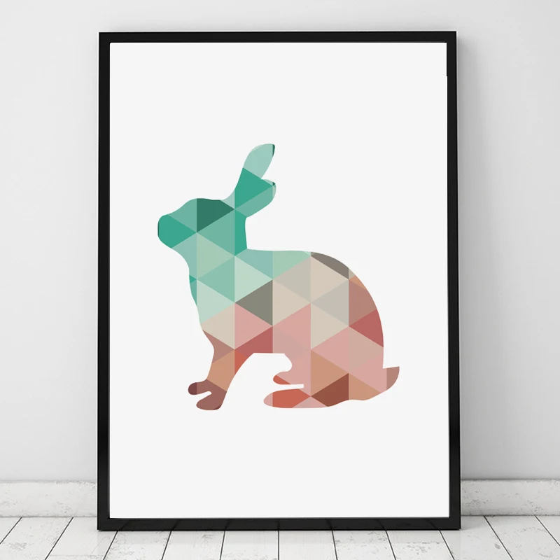 

Cartoon Geometric Colorful Rabbit Canvas Painting Art Print Poster Wall Picture Home Wall Art Decoration Can Be Customized