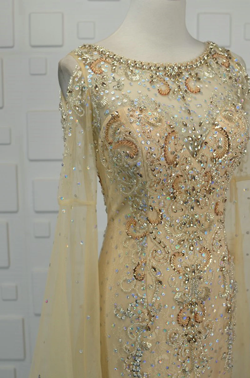 YIDINGZS Robe De Soiree Бисероплетение вечернее платье серые вечерние платья официальное длинное вечернее платье
