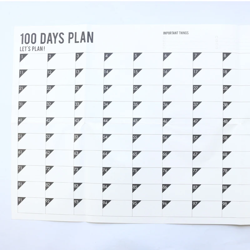 100 day planner Domikee, большой офисный школьный настенный календарь, планировщик времени, органайзер, коврик, отличный стол, планировочный коврик и наклейки, набор канцелярских принадлежностей - Цвет: 100 day planner