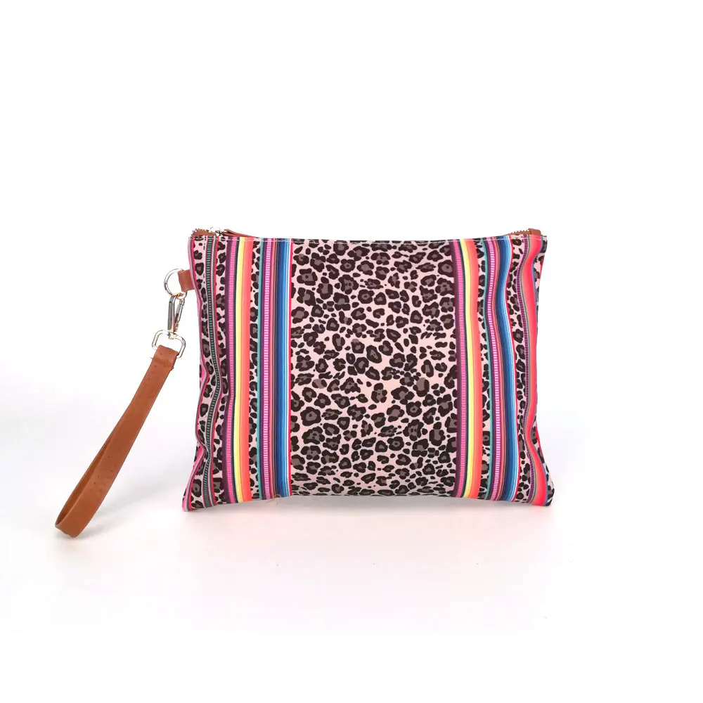 Модная косметичка для макияжа женская сумочка в леопардовую полоску роскошная