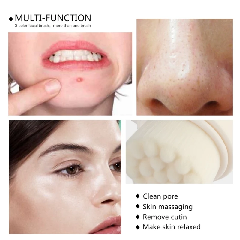 

3D Double Sides Face Makeup Remover Silicone Brush Cleansing Brush Portable Size Face Cleaning Massage Makeup remover tool