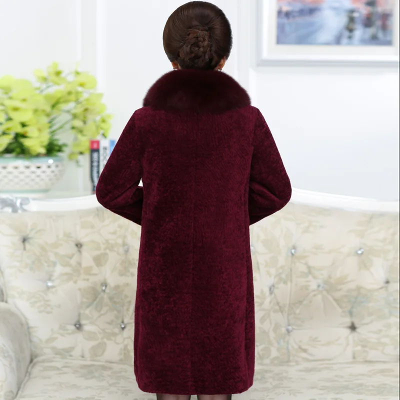 The new 2018 middle-aged and old lambs wool long fox collars in sheep sheared fur coat female winter | Женская одежда