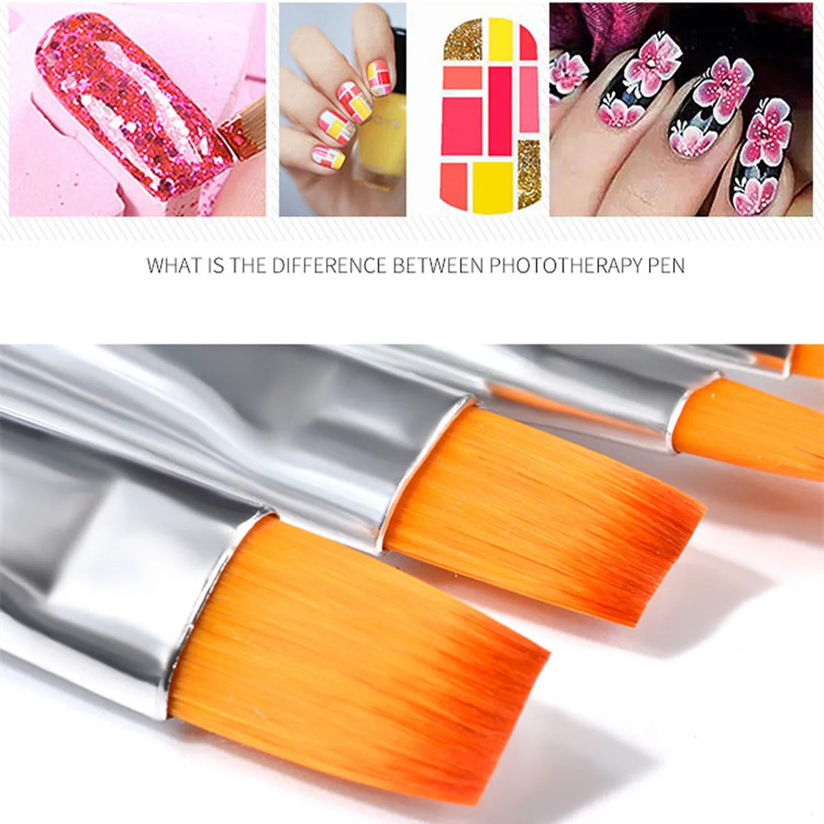 

7pcs/set New Nail Art Pen Acrylic Handle Rhinestones Diamond Pink UV Gel Flat Brush Nails Brushes Manicure Tools Salon Mezerdoo