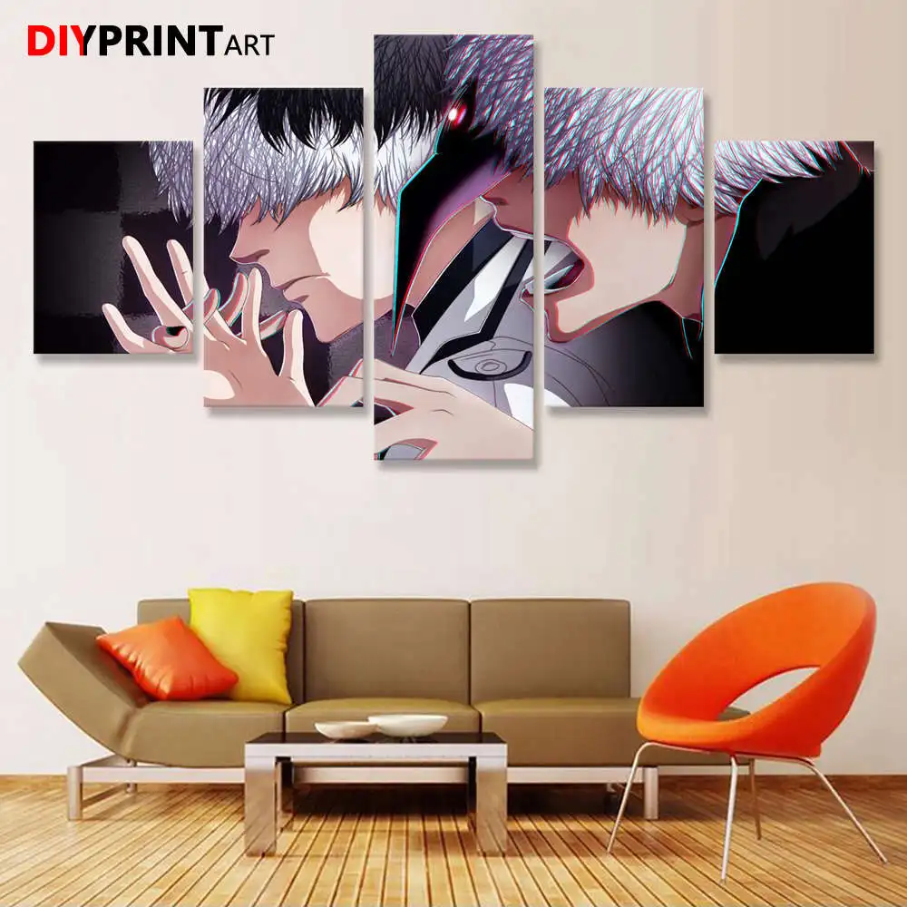 Токийский Гуль RE Haise Sasaki vs Ken Kaneki 5 шт./компл. настенная Картина на холсте украшения