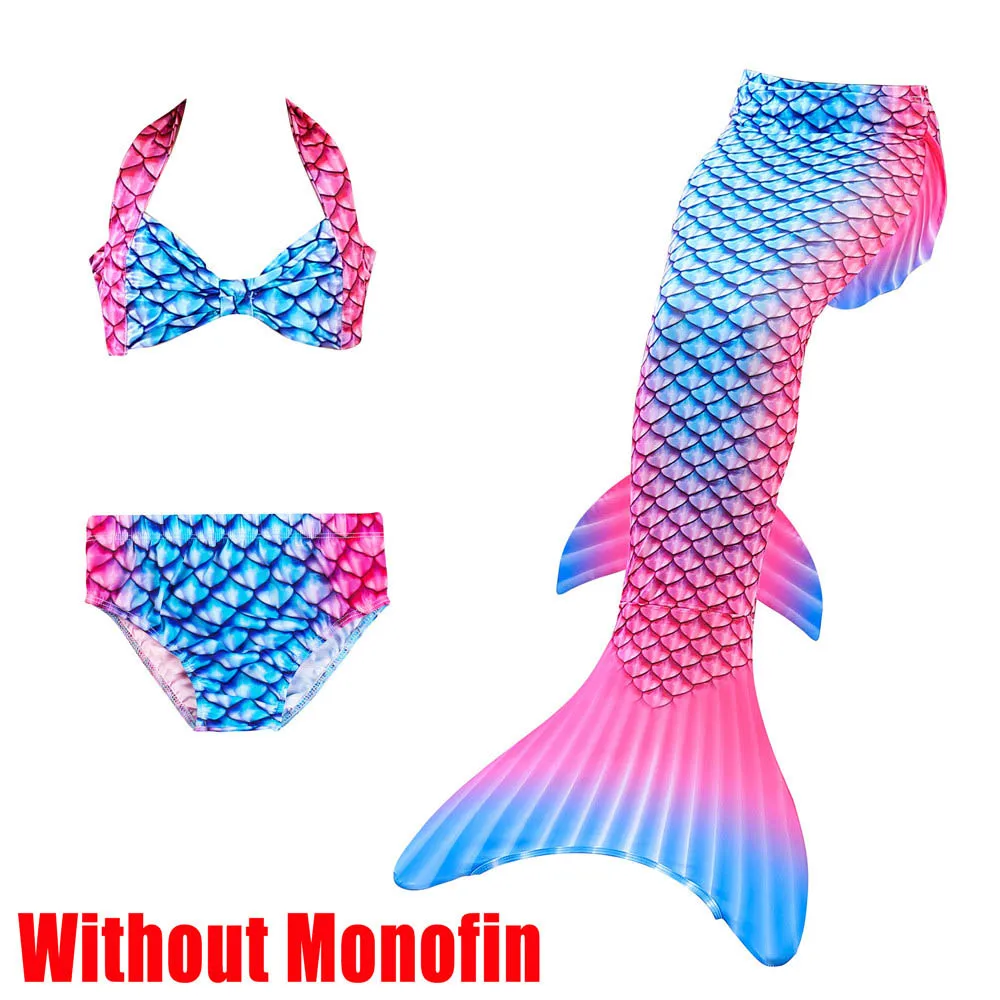 Without Monofin 3 Дети хвост русалки с хвост русалки купальник-бикини для девушек детская одежда косплей костюм купальник Русалочка хвост - Цвет: Without Monofin 3