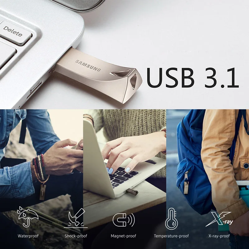 SAMSUNG BAR Plus, USB флеш-накопитель, 256 ГБ, 128 ГБ, 64 ГБ, 32 ГБ, флеш-накопитель, USB 3,1, совместимый с USB3.0, Металлический Мини-накопитель, карта памяти