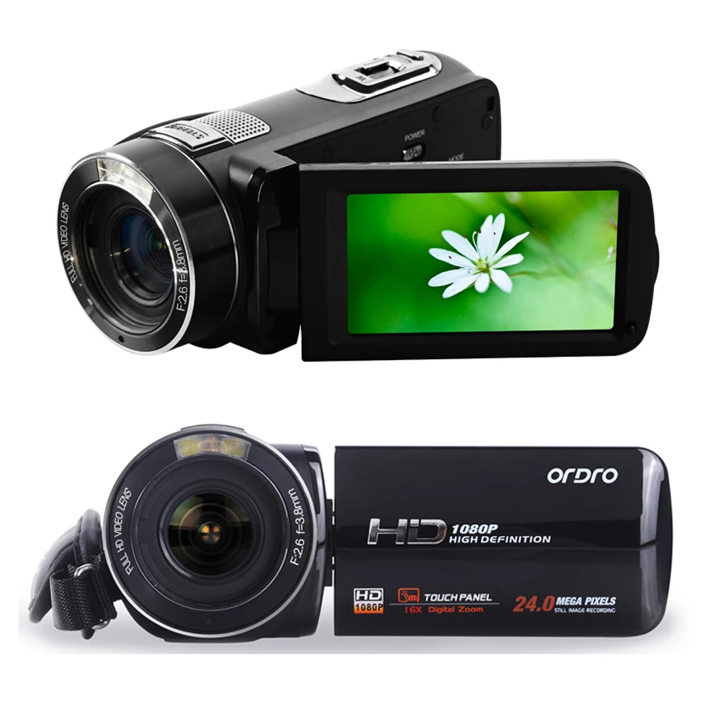 [Авторизованный Дистрибьютор] Ordro Z8Plus FHD 1080P 3-дюймовый сенсорный экран 24 МП 16X зум DV