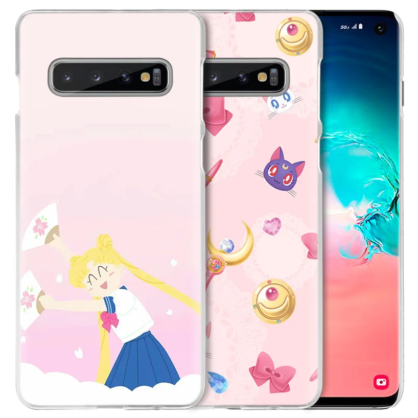 Чехол с принтом "Сейлор Мун" для samsung Galaxy S10 5G S10e S9 S8 M30 M20 M10 J4 J6 плюс J8 Note 8 9 прозрачный жесткий чехол для телефона с рисунком из аниме для девочек