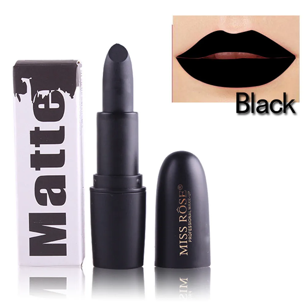 Профессиональная губная помада MISS ROSE 1 шт. черная/Золотая гладкая стойкая
