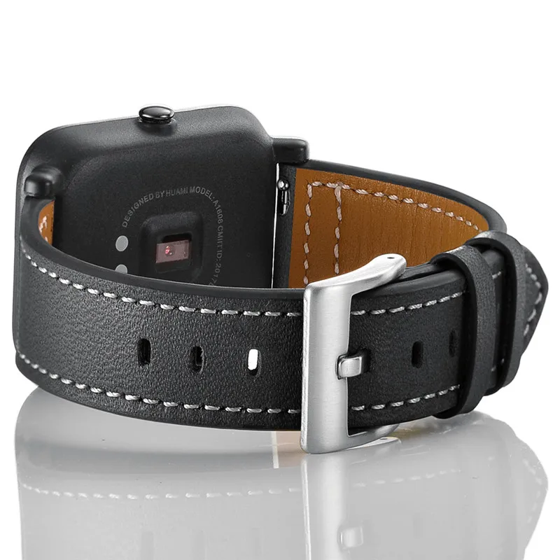 Ремешок кожаный для Xiaomi Huami AMAZFIT BiT bip 1s сменный Браслет смарт часов gtr 42 мм/galaxy Watch