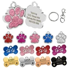 Персонализированные Жетоны для собак с гравировкой, для кошек, щенков, именной ошейник, подвеска, аксессуары для домашних животных, блестящие костилапы