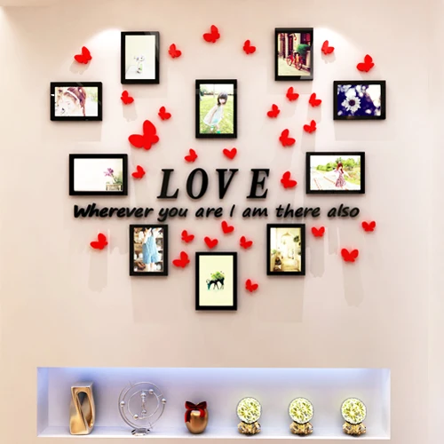Любовь Бабочка фото стены Акриловые 3D Хрустальные Трехмерные настенные наклейки
