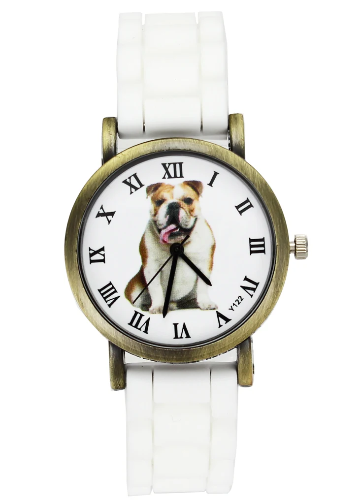 Bulldog Pet Love Dog мужские и женские часы модные спортивные повседневные Черные белые