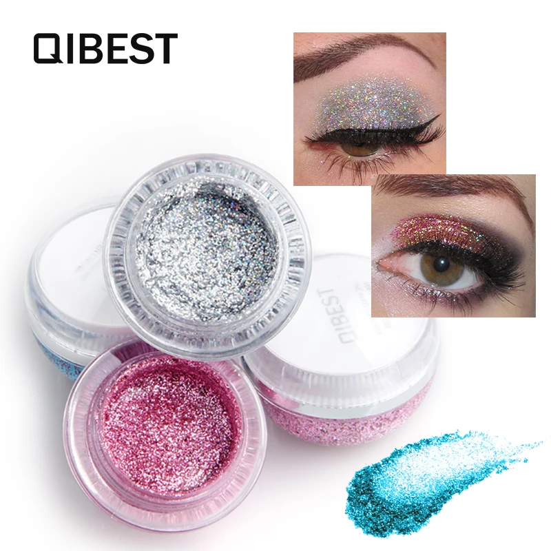 

QIBEST Makeup Glitter Eye shadow Highlight maquiagem shimmer and shine Diamond Flash loose eyeshadow Shiny powder beauty