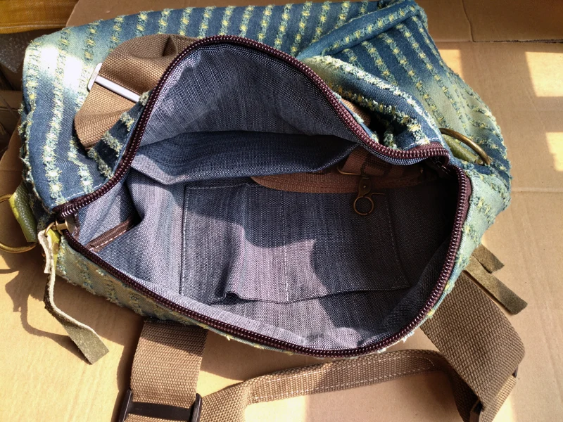 Женская джинсовая сумка из 100% кожи повседневная мессенджер на молнии в стиле