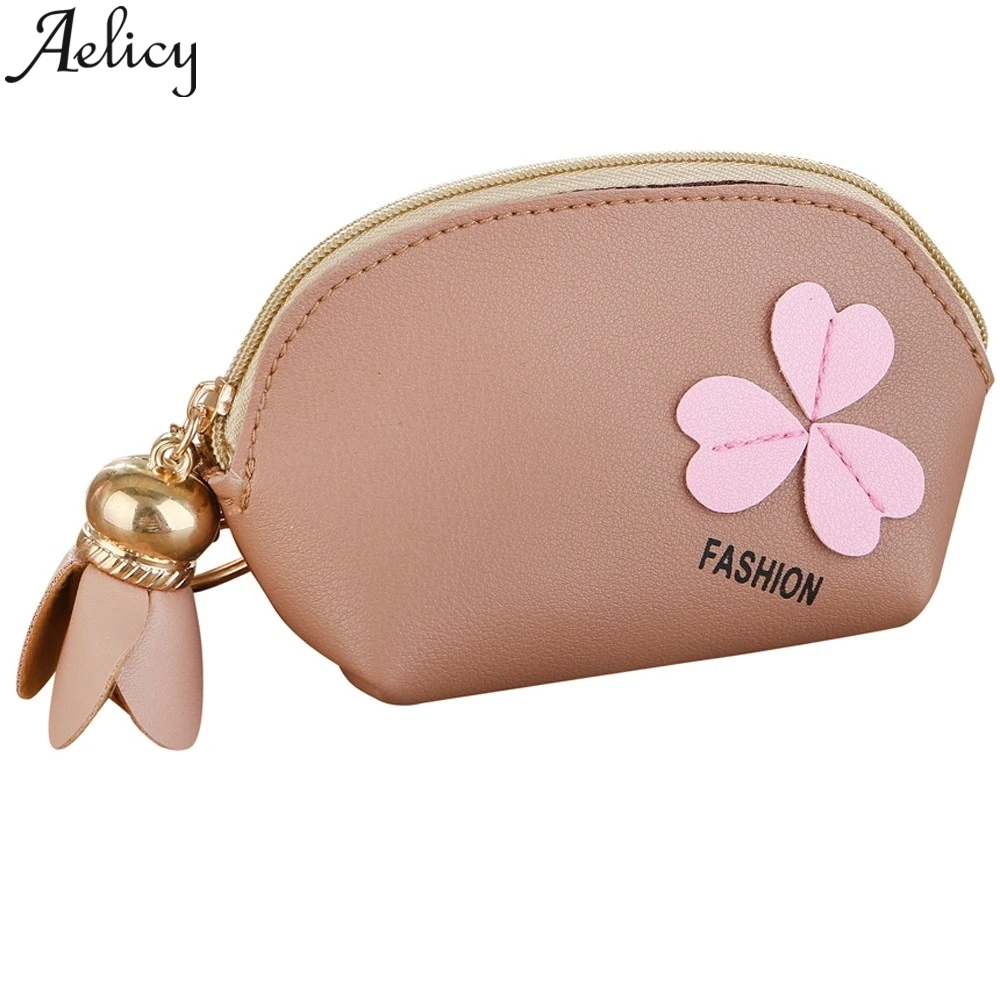 Aelicy модный кожаный брелок на молнии с цветком кошелек для монет сумка хранения