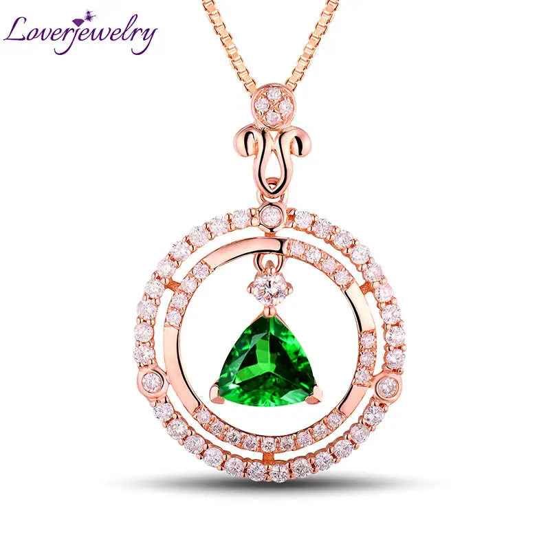 LOVERJEWELRY триллион 7x7 мм драгоценный камень 18 кт розовое золото бриллиант Tsavorite