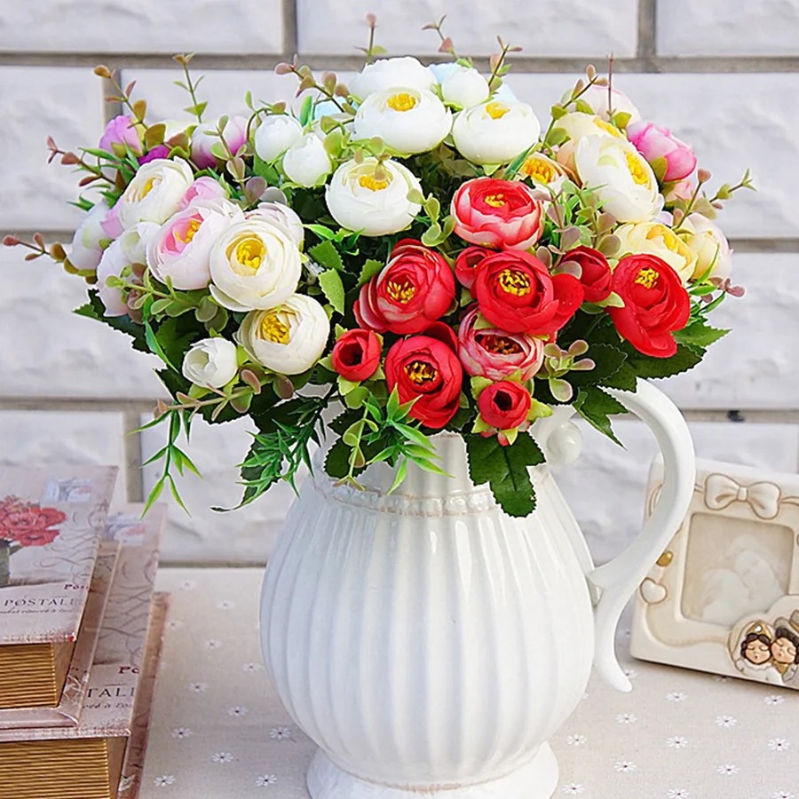 Искусственные цветы букет Маленькие розы DIY домашнее свадебное украшение