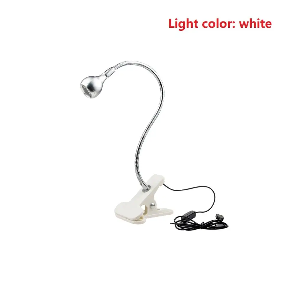 Silver white 5 В USB Мощный светодиодный Настольный светильник, гибкая лампа для чтения книг, настольная лампа с зажимом для дома, спальни, освещения для учебы - Цвет корпуса: Silver white