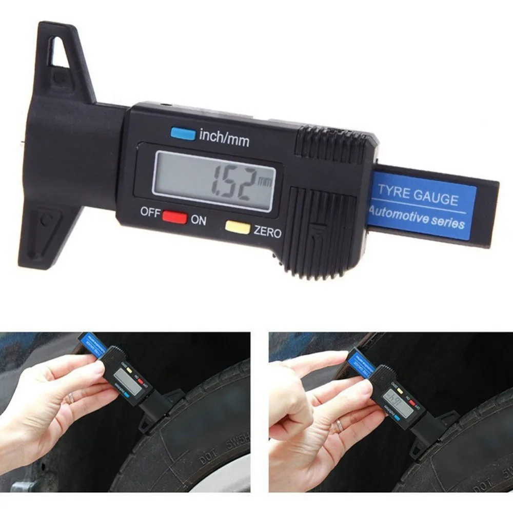 1Pc Car Digital Tyre Tire Tread Depth Tester Gauge Meter Measurer Tool Caliper LCD Display Monitoring System 0-25mm #297774 | Инструменты