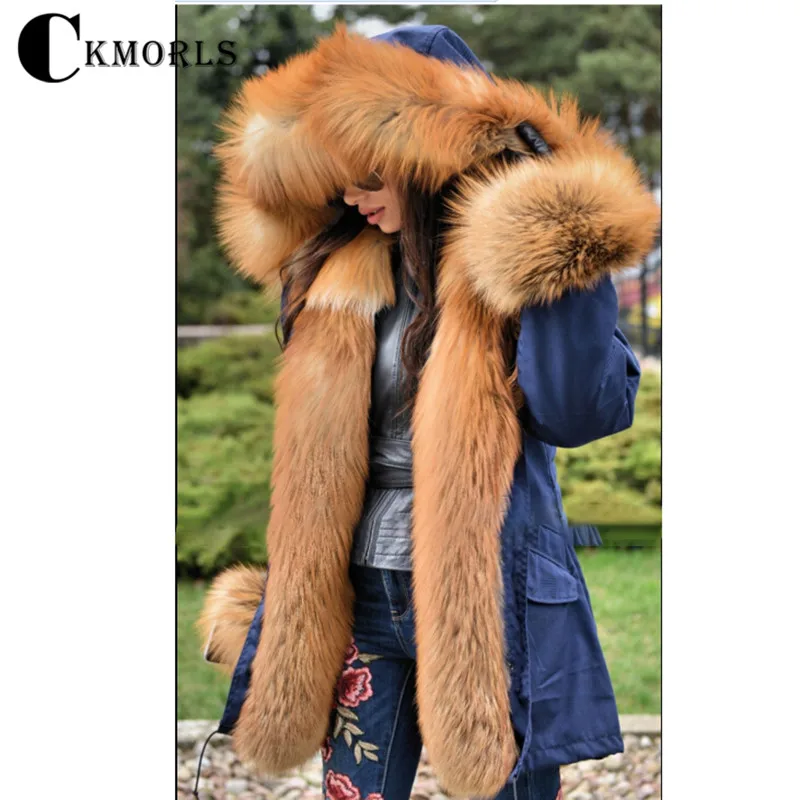 CKMORLS Новое натуральное меховое пальто с меховым воротником, женские зимние куртки, Толстая теплая парка, пальто на заказ размера плюс, меховая куртка
