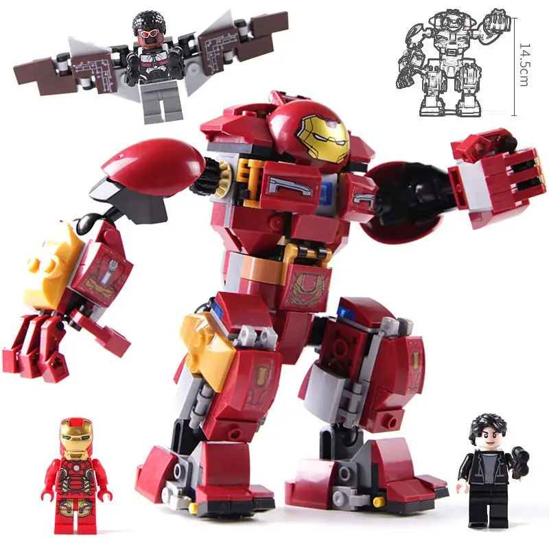 1001 Железный человек Smash Hulkbuster строительные блоки игрушки Совместимые LegoINGlys Marvel