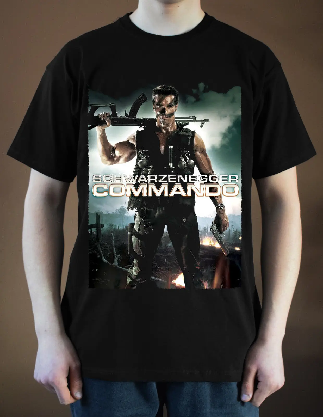 Коммандо фильм плакат Ver. 2 Арнольд футболка со Шварценеггером (черный) S 3XL Новинка