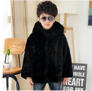 Новинка Модное детское пальто с мехом зимнее капюшоном искусственным норки
