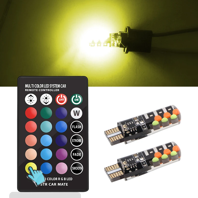 Новый Автомобильный светодиодный Универсальный led W5W T10 RGB COB 12SMD габаритный