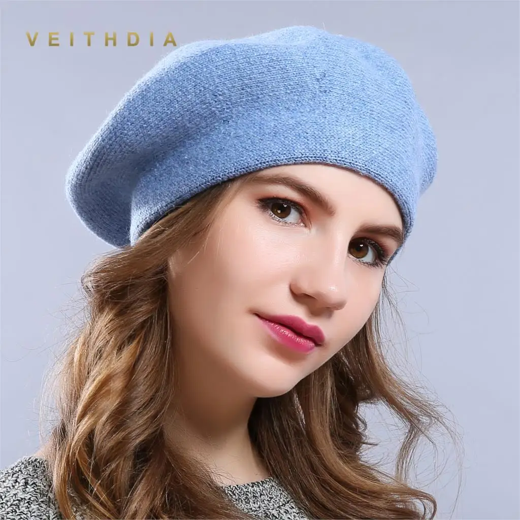Новые зимние шапки береты VEITHDIA однотонные шерстяные кашемировые женские теплые