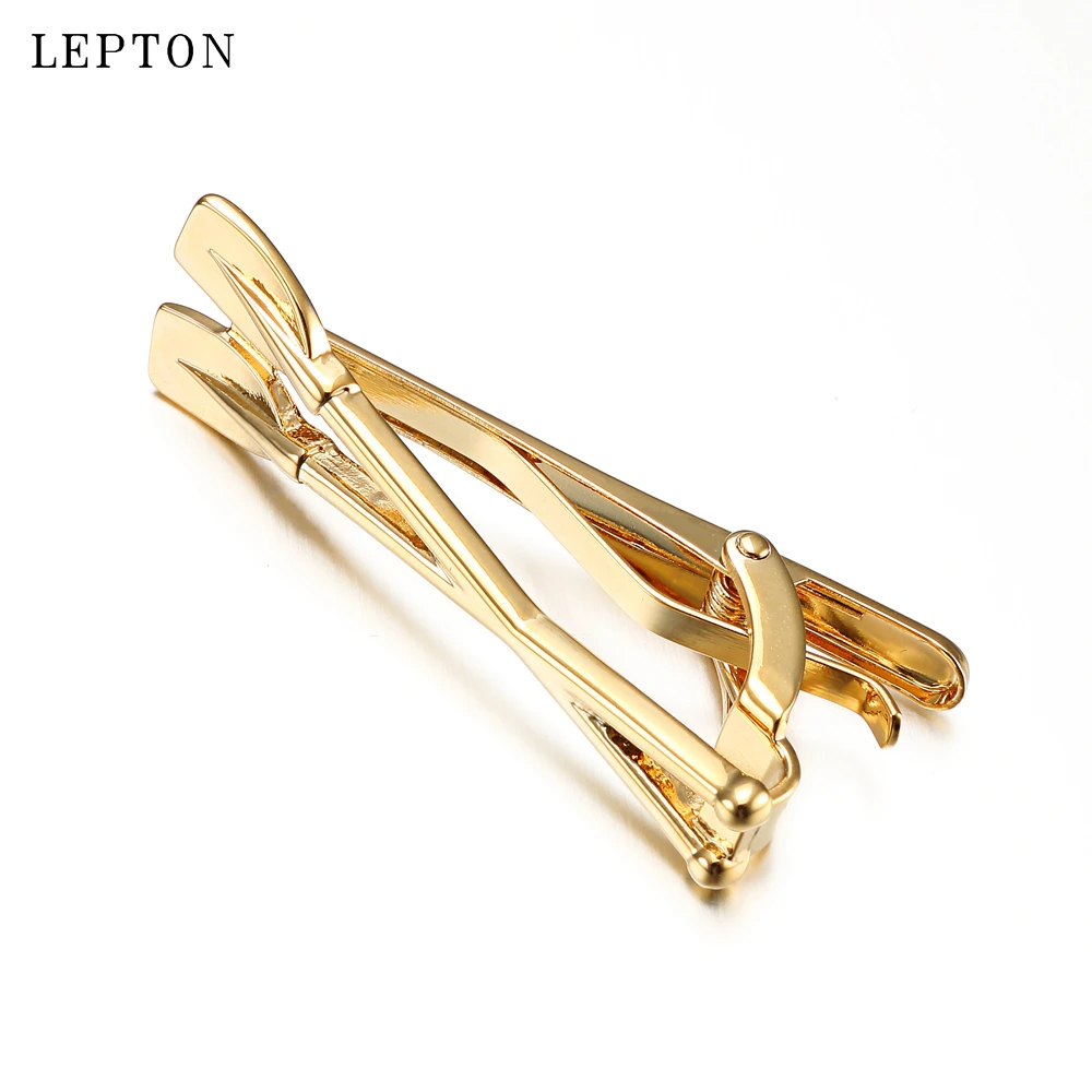 

Lepton Oar Necktie Tie Clips Pin Tie Bar for Mens Business Wedding Hot Sale Gold Color Plating Oar Tie Bar Man Suit Clasp Clips