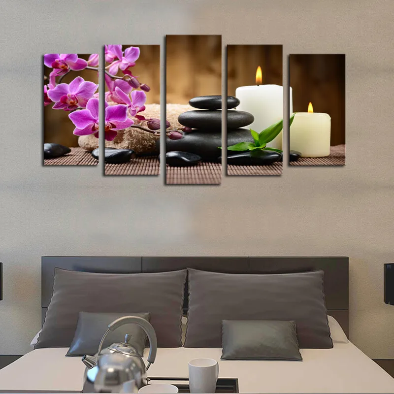 

5 Panel Flowers Canvas Wall Art Painting Modern Prints Wall Picture Home Decorative For Living Room Posters and Prints Framed